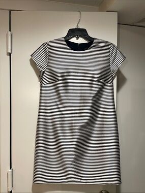 Banana Republic Navy and White Striped Short Sleeve Shift Dress